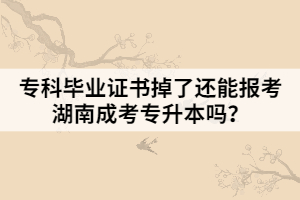 ?？飘厴I(yè)證書掉了還能報考湖南成考專升本嗎？