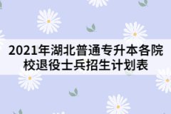 2021年湖北普通專升本各院校退役士兵招生計劃表