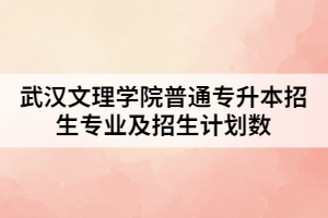 2021年武漢文理學(xué)院普通專升本招生專業(yè)及招生計(jì)劃數(shù)
