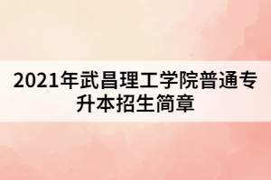 2021年武昌理工學院普通專升本招生簡章