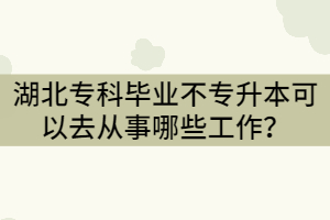 2021年湖北?？飘厴I(yè)不專升本可以去從事哪些工作？