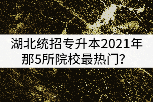 湖北統(tǒng)招專升本2021年那5所院校最熱門？