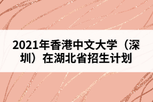 2021年香港中文大學(xué)(深圳)在湖北省招生計(jì)劃