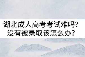 湖北成人高考考試難嗎？沒有被錄取該怎么辦？