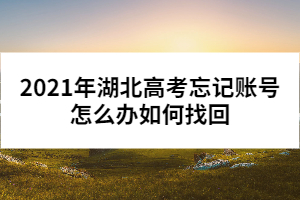 2021年湖北高考忘記賬號怎么辦如何找回