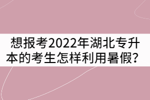 想要報考2022年湖北專升本的考生該怎樣利用最后一個暑假？