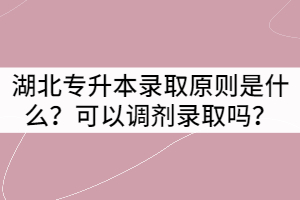 湖北專升本錄取原則是什么？可以調(diào)劑錄取嗎？