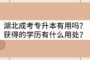 湖北成考專升本沒有用嗎？獲得的學(xué)歷有什么用處？