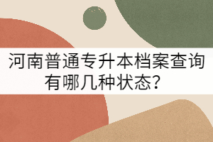 河南普通專升本檔案查詢有哪幾種狀態(tài)？