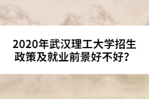 2020年武漢理工大學(xué)招生政策及就業(yè)前景好不好？