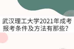 武漢理工大學2021年成考報考條件及方法有那些？