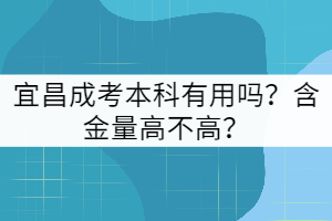 宜昌成考本科有用嗎？含金量高不高？