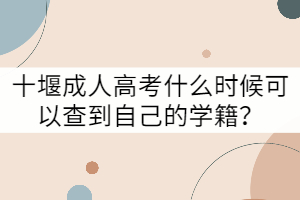 十堰成人高考什么時候可以查到自己的學籍?
