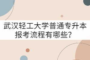 武漢輕工大學普通專升本報考流程有哪些？