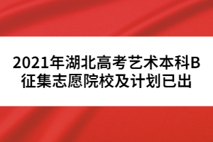 2021年湖北高考藝術(shù)本科B征集志愿院校及計劃已出