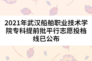 2021年武漢船舶職業(yè)技術學院?？铺崆芭叫兄驹竿稒n線已公布
