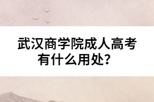 武漢商學(xué)院成人高考有什么用處？