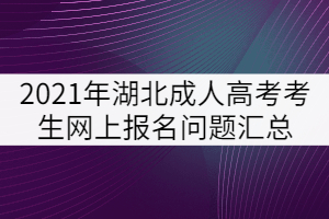 2021年湖北成人高考考生網(wǎng)上報名問題匯總