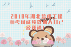 2019年湖北監(jiān)理工程師考試成績查詢?nèi)肟谝呀?jīng)開通！