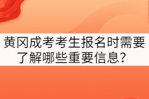黃岡成考考生報名時需要了解哪些重要信息？