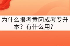 為什么報考黃岡成考專升本？有什么用？