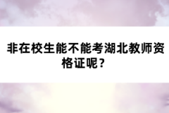 非在校生能不能考湖北教師資格證呢？