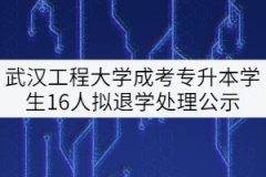 武漢工程大學(xué)成考專升本前置?？茖W(xué)歷資格清查學(xué)生16人擬退學(xué)處理公示