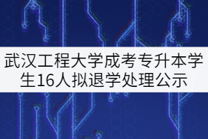 武漢工程大學(xué)成考專升本前置?？茖W(xué)歷資格清查學(xué)生16人擬退學(xué)處理公示