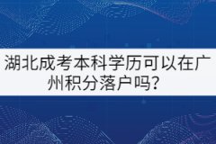 湖北成考本科學歷可以在廣州積分落戶嗎？