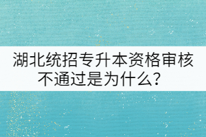 湖北統(tǒng)招專升本資格審核不通過是為什么？