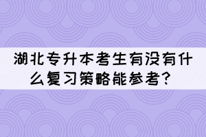 2022年湖北專升本考生有沒有什么復習策略能參考？