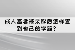 成人高考被錄取后怎樣查到自己的學(xué)籍？
