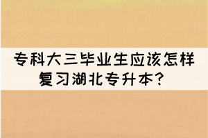 專(zhuān)科大三畢業(yè)生應(yīng)該怎樣復(fù)習(xí)湖北專(zhuān)升本？
