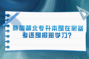 參加湖北專升本是在家備考還是報(bào)班學(xué)習(xí)？