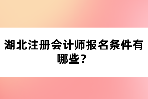 湖北注冊會計師報名條件有哪些？