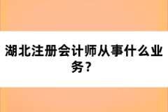 湖北注冊會計師從事什么業(yè)務？