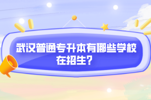 武漢普通專(zhuān)升本有哪些學(xué)校在招生？