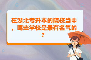 在湖北專升本的院校當(dāng)中，哪些學(xué)校是最有名氣的？
