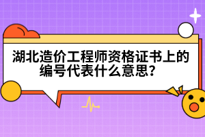 湖北造價(jià)工程師資格證書上的編號(hào)代表什么意思？