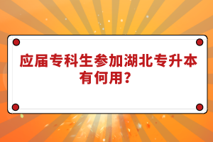 應(yīng)屆專科生參加湖北專升本有何用？