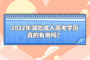 2022年湖北成人高考學歷真的有用嗎？