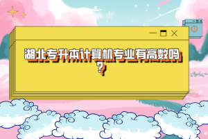 湖北專升本計算機專業(yè)有高數(shù)嗎？