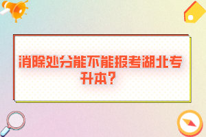 消除處分能不能報(bào)考湖北專升本？