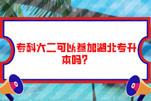 專科大二可以參加湖北專升本嗎？