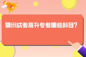 鄂州成考高升專考哪些科目？
