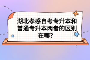 湖北孝感自考專升本和普通專升本兩者的區(qū)別在哪？