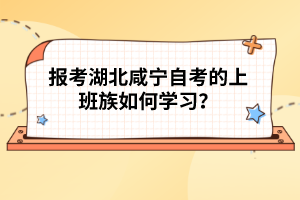 報(bào)考湖北咸寧自考的上班族如何學(xué)習(xí)？