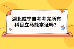 湖北咸寧自考考完所有科目立馬能拿證嗎？