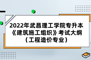 2022年武昌理工學(xué)院專升本《建筑施工組織》考試大綱(工程造價(jià)專業(yè))
