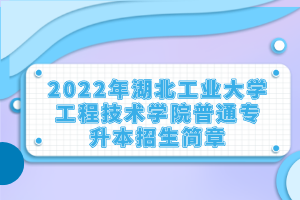 2022年湖北工業(yè)大學(xué)工程技術(shù)學(xué)院普通專(zhuān)升本招生簡(jiǎn)章